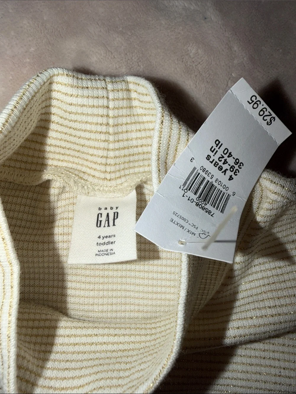 GAP Cream Ribbed Turtleneck Top